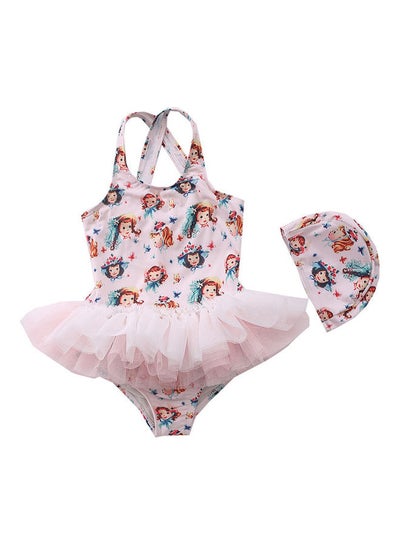 Buy Girl's Cute Swimwear With Cap 80cm in Saudi Arabia