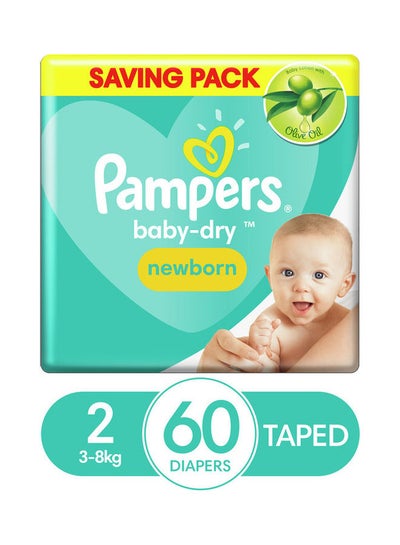 Buy 60-Piece Baby Dry Diapers, Size 2, 3-8kg in Egypt