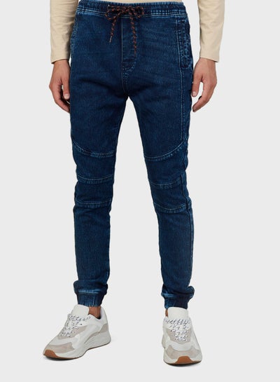 Buy Mid Wash Skinny Fit Jog Jeans Dark blue in Saudi Arabia