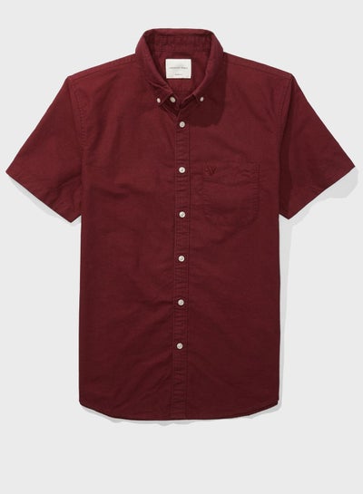 Buy Oxford Slim Fit Shirt Burgundy in Saudi Arabia