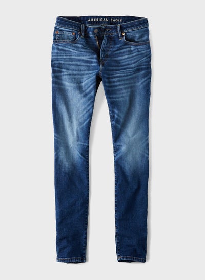 Buy Mid Wash Skinny Fit Jeans Blue in Saudi Arabia