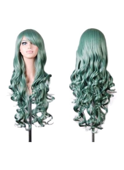 Buy Cosplay Party Long Wavy Curly Wig Green 84cm in UAE