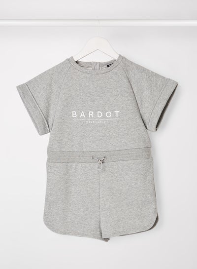 Buy Girls Logo Romper Grey Marle in UAE