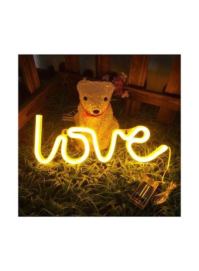 اشتري "مصباح ليلي لتزيين الحائط بتصميم كلمة "Love" أصفر 34.5x13.5سم في الامارات