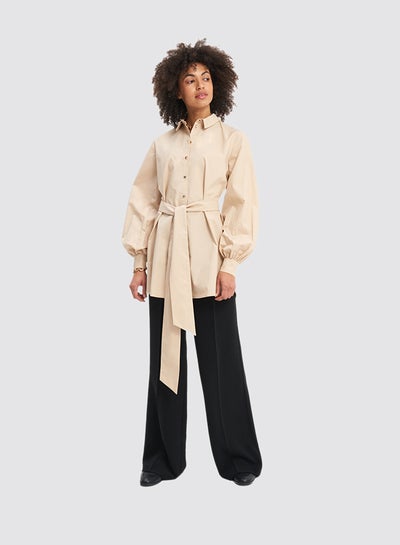 Buy Belted Longline Shirt Beige in Egypt