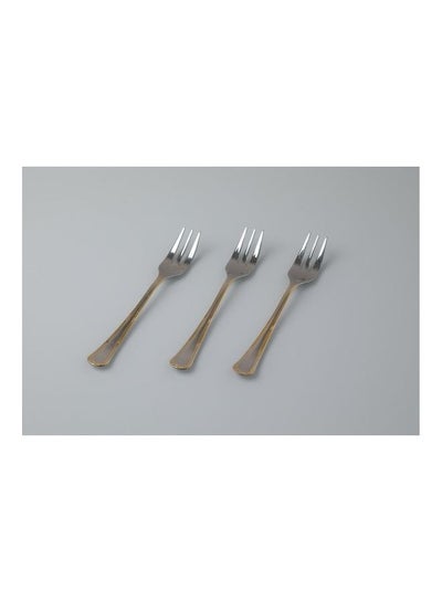 Buy Set Of 3 Cake Fork Gold/Silver 15cm in UAE