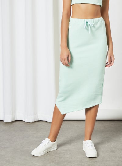 Buy Fleece Drawstring Waist Skirt Green in UAE