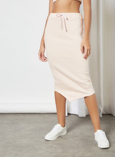 Buy Fleece Drawstring Waist Skirt Pink in UAE
