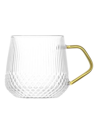 Buy Glass Square Handle Cup Clear/Gold 9.5x9cm in Saudi Arabia