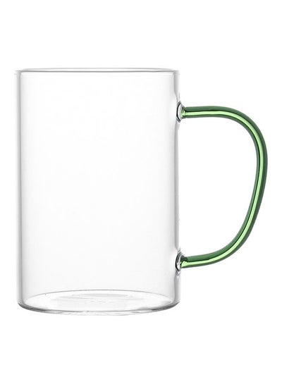 Buy Glass Handle Cup Clear/Green in Saudi Arabia