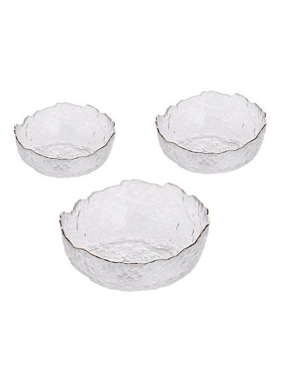 Buy 3-Piece Fruit Salad Bowl Set Clear 24x17x11cm in Saudi Arabia