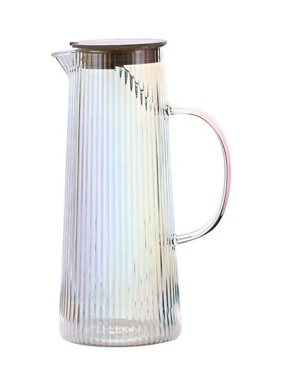 Buy Nordic Style Striped Glass Jug Multicolour 9.5x9.5x25cm in Saudi Arabia