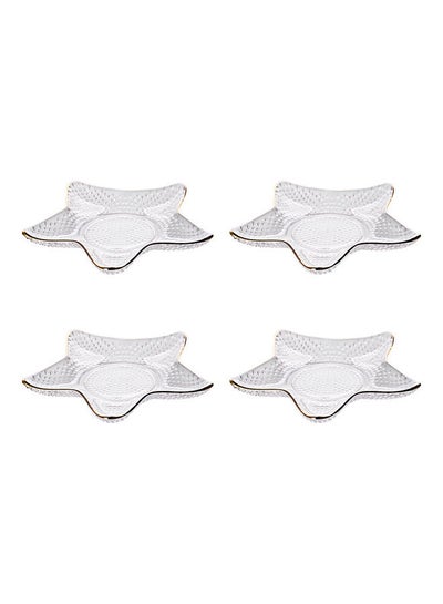 Buy 4-Piece Glass Serving Plates Clear 15.5x7x1.5cm in UAE
