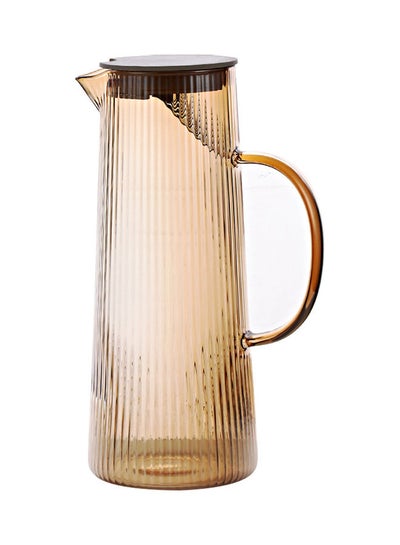 Buy Nordic Style Striped Glass Jug Brown 9.5x9.5x25cm in Saudi Arabia