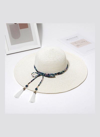Buy Big Brim Straw Hat White/Blue in UAE