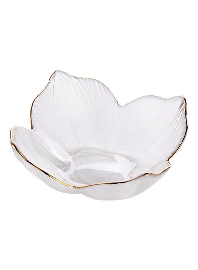 Buy Lily Pattern Glass Bowl Clear/Gold 19.5x19.5x7.3cm in Saudi Arabia