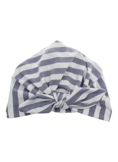 Buy Cotton Striped Bowknot Cap Grey/White in Saudi Arabia