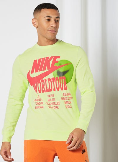 Buy Graphic Printed Long Sleeve T-Shirt Lt Liquid Lime in Egypt
