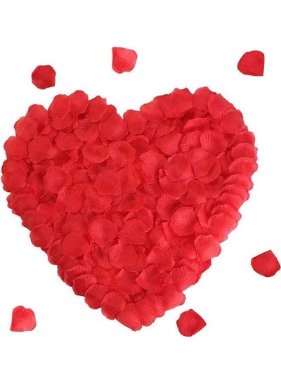 Buy 1000-Piece Artificial Silk Rose Petals Romantic Decoration Red in Saudi Arabia