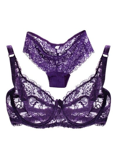 Buy Breathable Bra And Brief Set Purple in Saudi Arabia