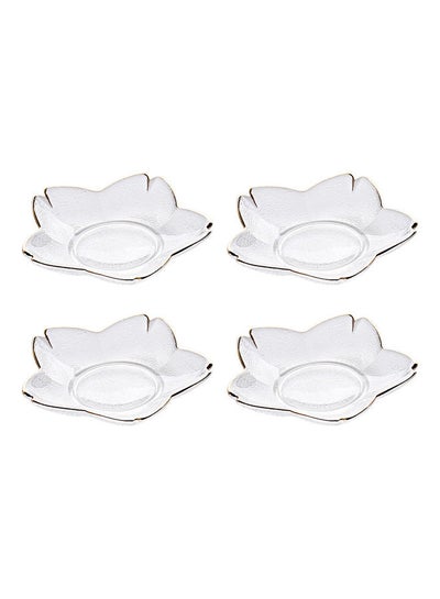 Buy 4-Piece Cherry Blossom Dish Clear 14 X 14 X 7cm in UAE