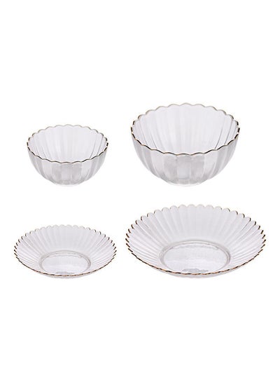 Buy 4-Piece Glass Plate and Bowl Clear 23.9x12x4.9cm in Saudi Arabia
