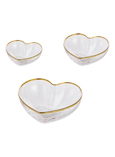 Buy 3-Piece Love Shaped Glass Bowl Clear 14.7 X 14.7 X 5.5cm in UAE