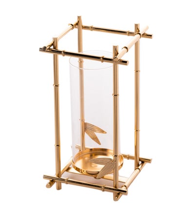 Buy Candle Holder Gold 14x14x26cm in Saudi Arabia