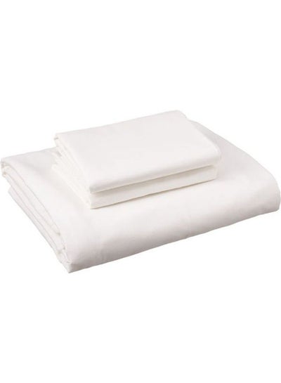 Buy Fitting Bed Sheet Set 2 Pillow Cases and 1 Bed Sheet Cotton White 120x200cm in Egypt