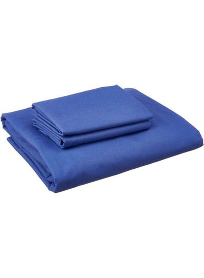 Buy Fitting Bed Sheet Set 2 Pillow Cases and 1 Bed Sheet Cotton Dark Blue 120x200cm in Egypt