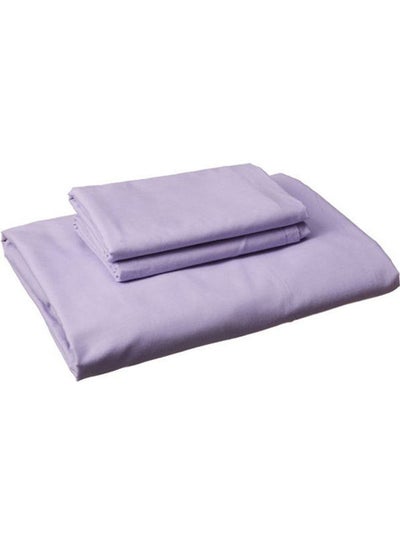 Buy Fitting Bed Sheet Set 2 Pillow Cases and 1 Bed Sheet cotton Light Purple 120x200cm in Egypt