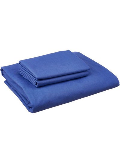 Buy Fitting Bed Sheet Set 2 Pillow Cases and 1 Bed Sheet Cotton Dark Blue 160x200cm in Egypt