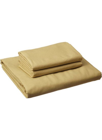 Buy Fitting Bed Sheet Set 2 Pillow Cases and 1 Bed Sheet Cotton Dark Beige 160x200cm in Egypt