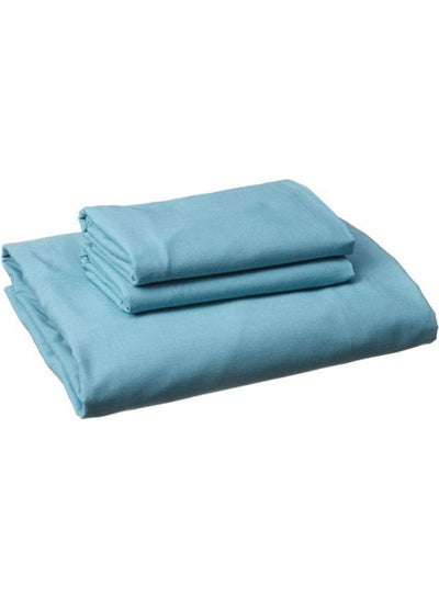 Buy Fitting Bed Sheet Set 2 Pillow Cases and 1 Bed Sheet Cotton Light Blue 160x200cm in Egypt