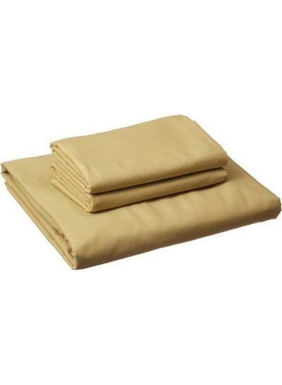 Buy Fitting Bed Sheet Set 2 Pillow Cases and 1 Bed Sheet cotton Beige 180x200cm in Egypt