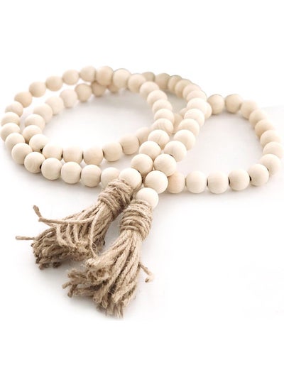 Buy Wooden Beaded Garland For Wall Tray Decoration Beige in Saudi Arabia