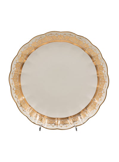 Buy Porcelain Fruit Plate White/Gold 40cm in Saudi Arabia