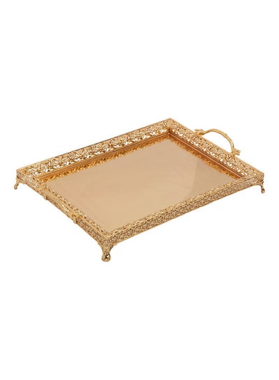 Elegant Rectangle Modern Tray With Golden Decorated Edges Gold 60x40cm ...