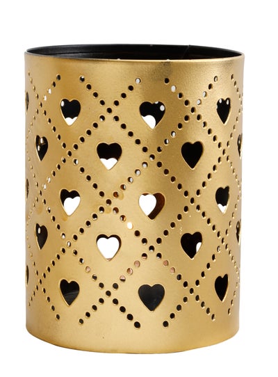 Buy Decorative Metal Candle Holder Gold 10x8cm in Saudi Arabia