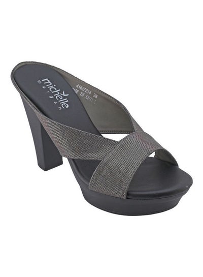 Buy High Heel Wedge Sandals Grey/Black in UAE