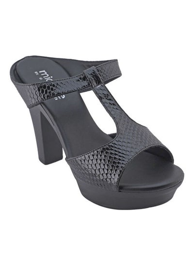 Buy High Heel Wedge Sandals Black in UAE