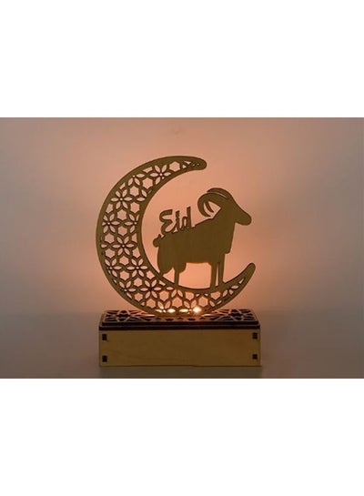 Buy Eid And Ramadan Moon Wooden Led Candles Brown 16x6x21cm in UAE