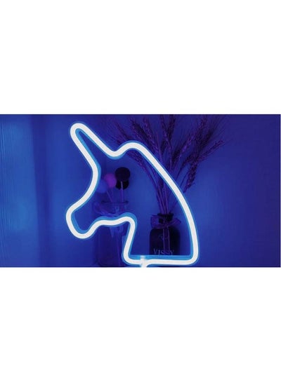 Buy Unicorn Neon LED Night Light Blue 23 x 2 x 23cm in UAE