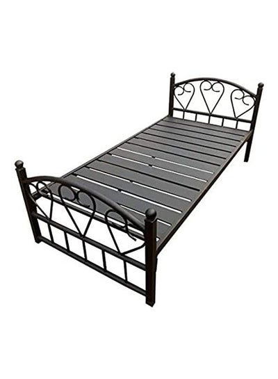 Buy Single Steel Bed Black 90x190x10cm in UAE