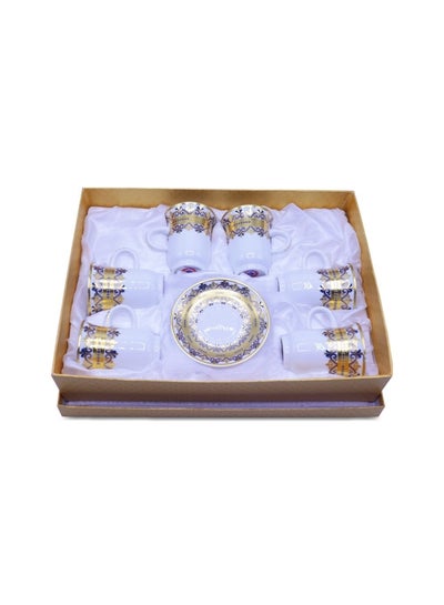 Buy 12-Piece Tea Cup And Saucer Set Gold/White 150ml in Saudi Arabia