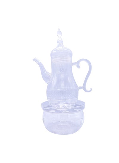 Buy Crystal Glass Dallah Coffee Pot With Base Clear in UAE