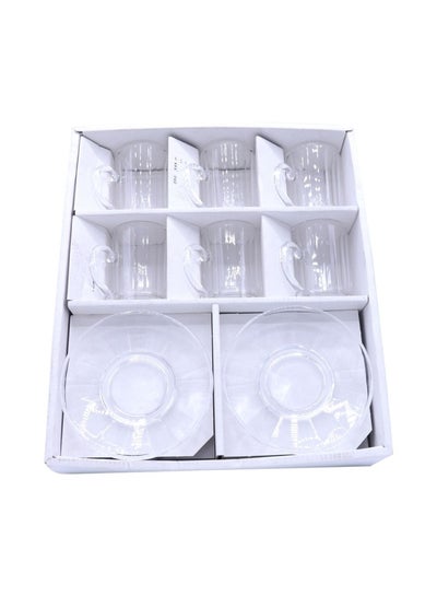 Buy 12-Piece Crystal Tea Cup Set With Plates Clear 25x25x10cm in Saudi Arabia