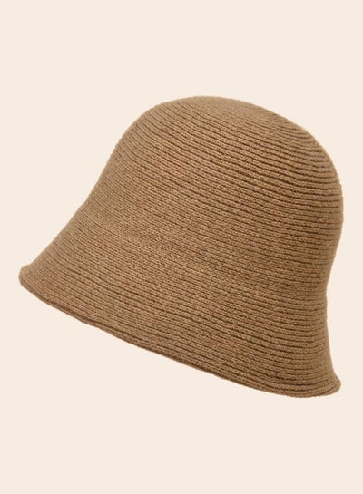 Buy Knitted Cylind Bucket Hat Brown in Saudi Arabia