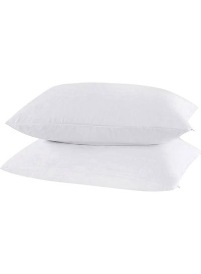 Buy 2-Piece Pillow Cover Set Fabric White 50x70cm in UAE