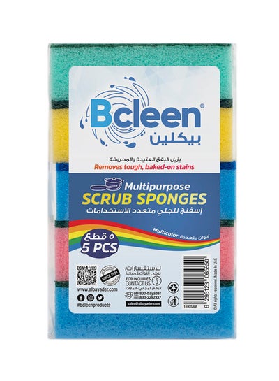 Buy 5-Piece Multipurpose Scrub Sponge Assorted Multicolour in UAE